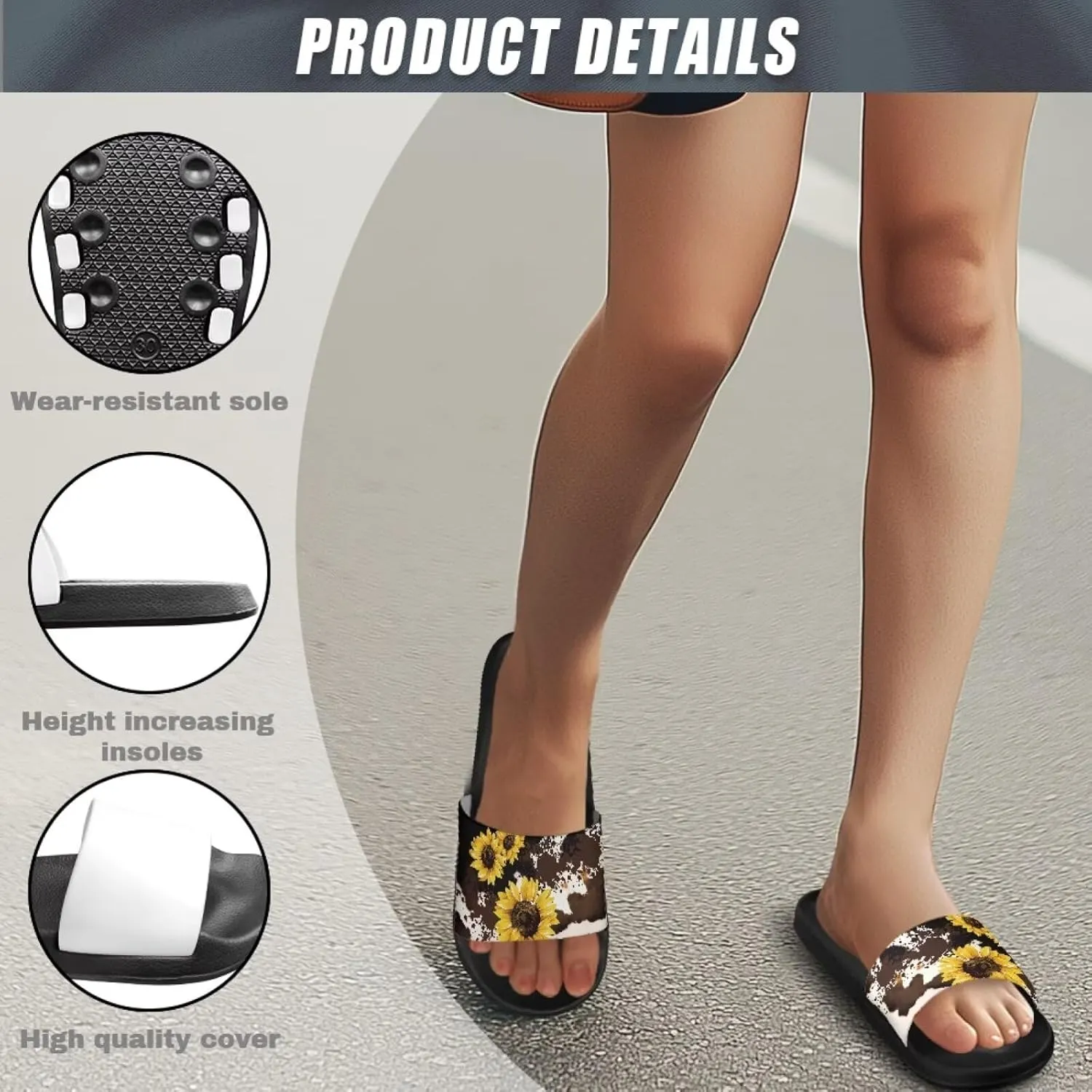 Binienty Women's Wide Slide Sandals Trendy Beach Flip Flops Lightweight Flat Slide Sandals for Daily Walks,Poolside,Water Park