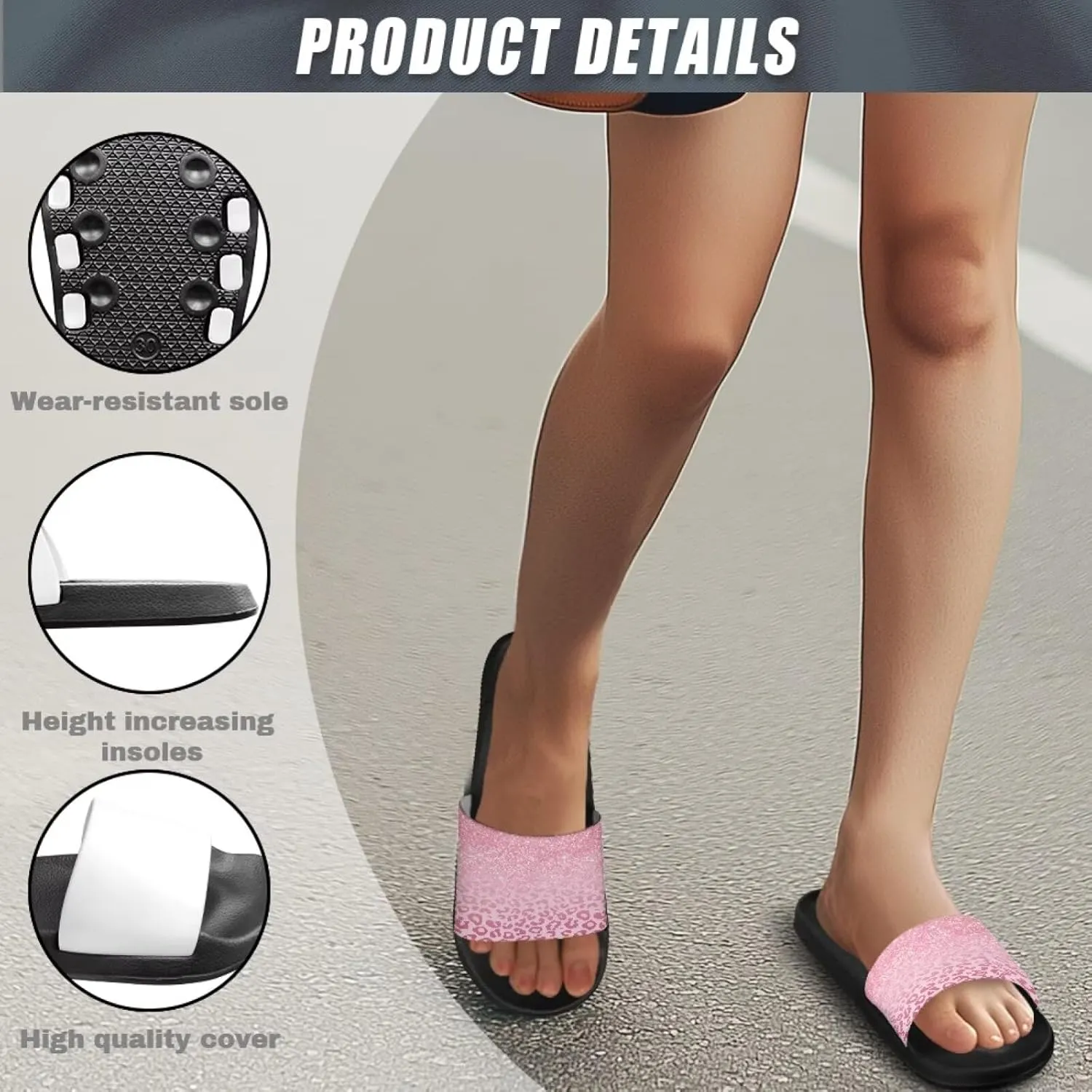 Binienty Women's Wide Slide Sandals Trendy Beach Flip Flops Lightweight Flat Slide Sandals for Daily Walks,Poolside,Water Park