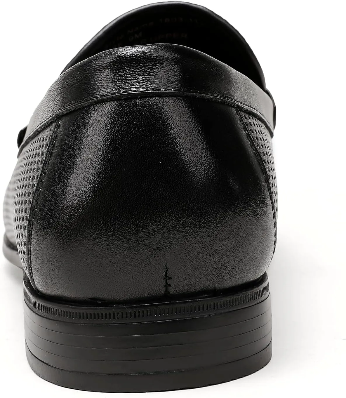 Black Men's Leather Dress Shoes, Casual Ostrich Print Slip on Loafer Moc Toe Metal Buckle Penny Formal Shoes for Mens