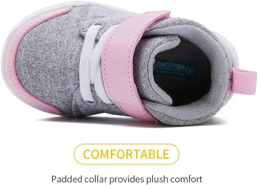 BMCiTYBM Baby Walking Shoes Boy Girl High Top Sneakers Infant First Shoes for Learning to Walk 6 9 12 18 24 Months