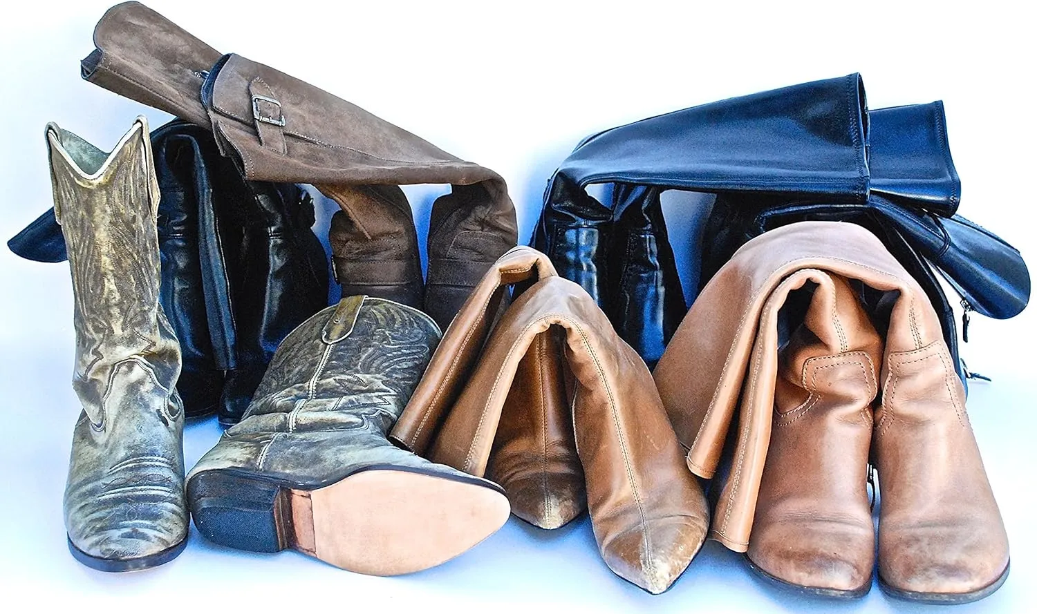 Boot Shaper Stands for Closet Organization - Keeps Them Shaped Properly - Many Patterns to Choose from - 1 Pair (Brown with White Polka Dots)