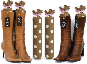 Boot Shaper Stands for Closet Organization - Keeps Them Shaped Properly - Many Patterns to Choose from - 1 Pair (Brown with White Polka Dots)