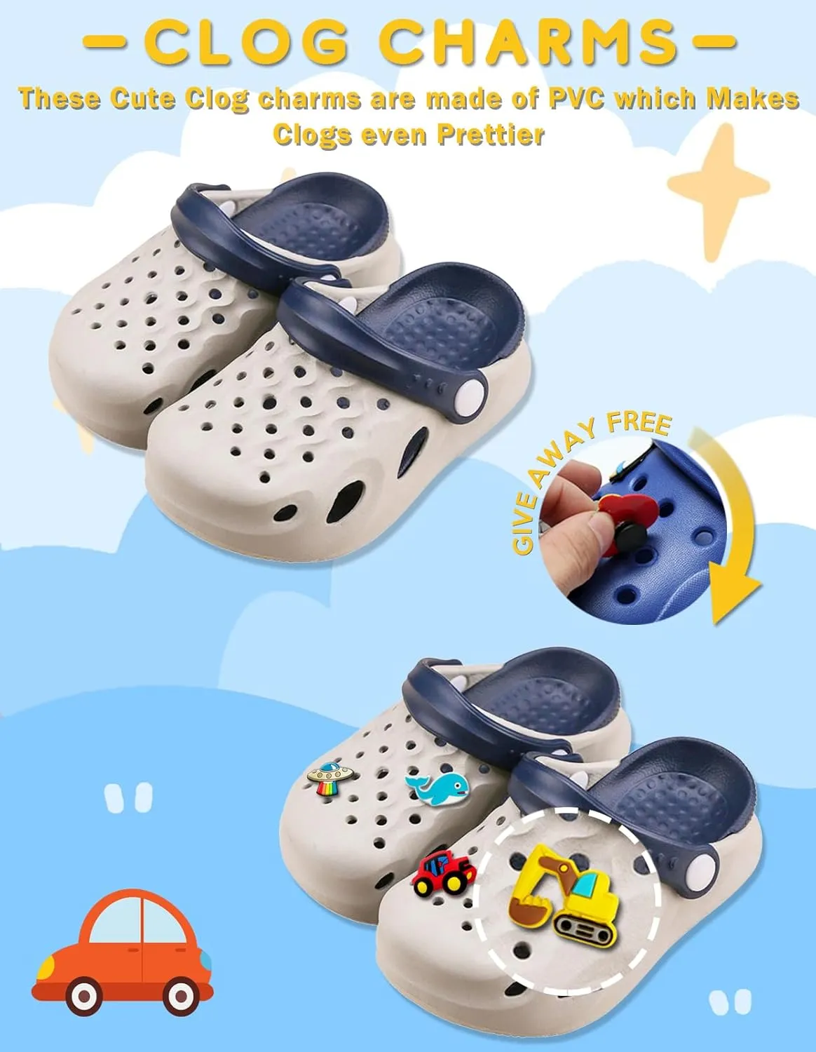 Boys Girls Toddler Clogs Little Kids Slip on Slides Sandals Truck Car Bunny Summer Water Shoes Garden Beach Pool Outdoor Bathing Shower Slippers