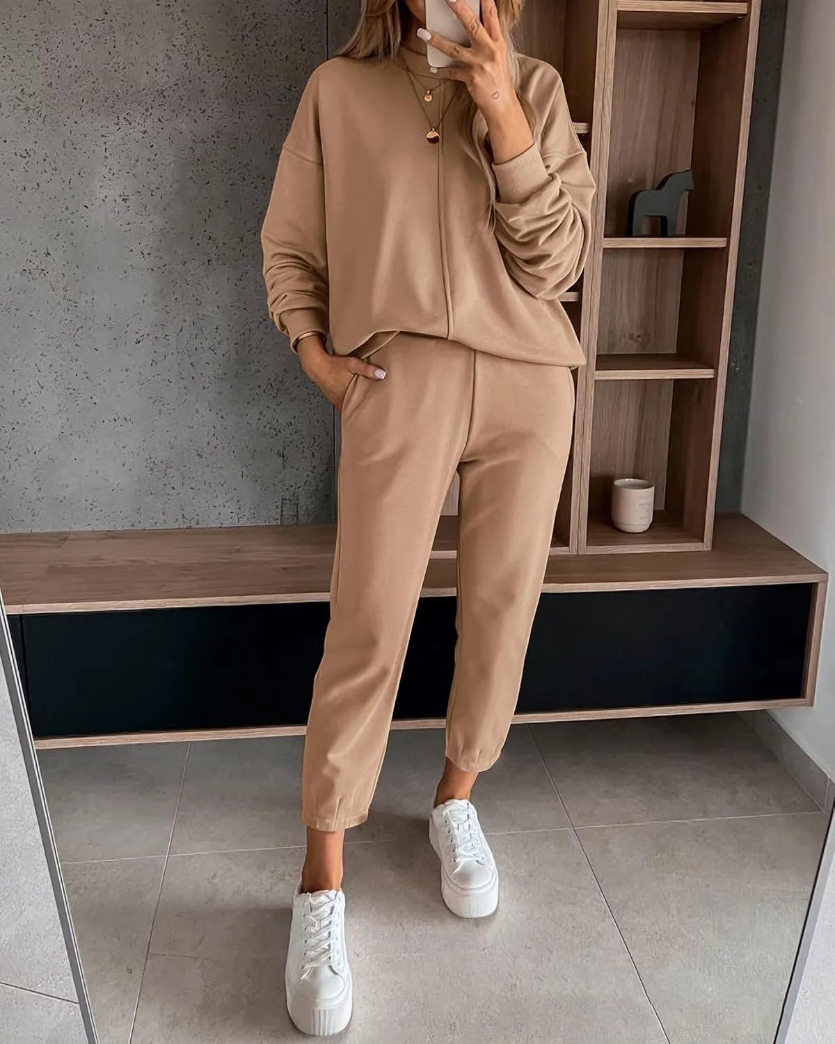 BTFBM 2024 Women 2 Piece Outfits Long Sleeve Pullover Jogger Pants Lounge Sets Fall Winter Sweatsuits Tracksuit Pockets