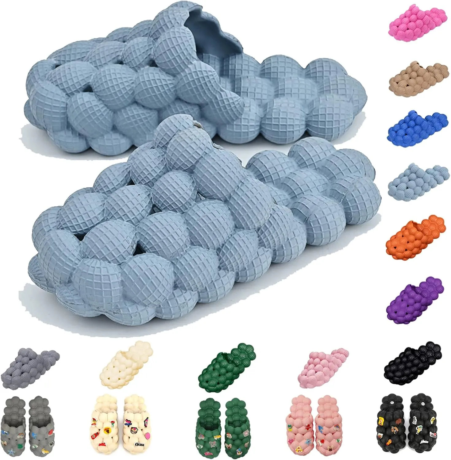 Bubble Slippers for Women Men, Funny Massage Golf Ball Slides, Cloud Cushion Thick Sole Spa, Non-slip Stress Relief Reflexology Sandals, Shower Bedroom