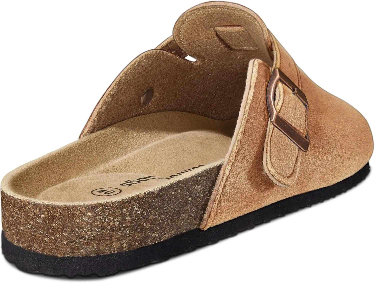 BULLIANT Women Clogs-Comfortable Mules Slippers Sandals Unisex Adjustable Fit-Cushioned Cork-Footbed Flannel Suede Upper