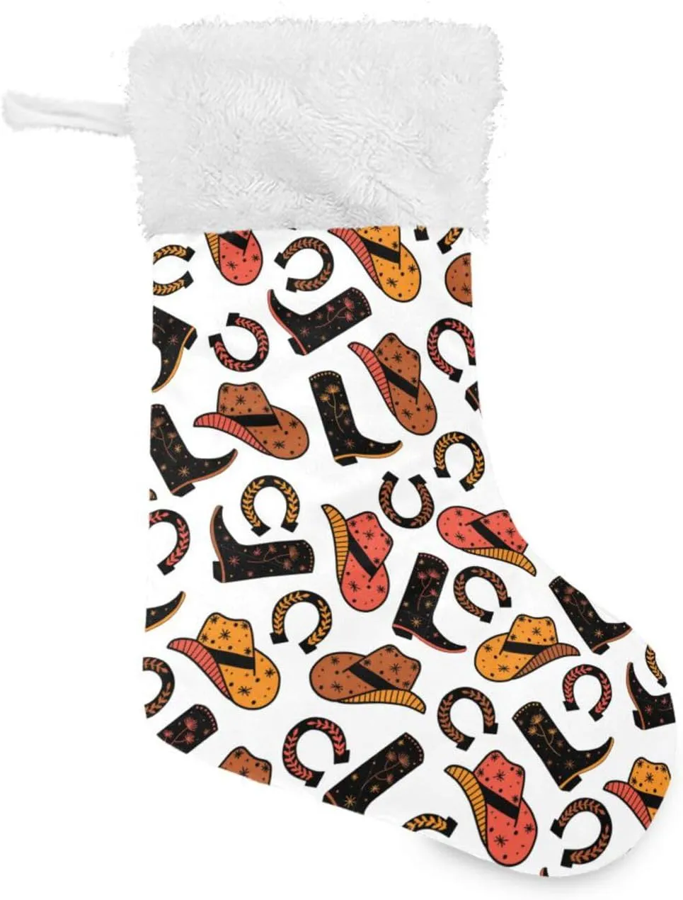 Caikeny Christmas Stockings Cowboy Horse Christmas Presonalized Large Stocking Sock Set of 2 Boots Horseshoe Candy Bag Xmas Party Decor Family Holiday Gift 18 in
