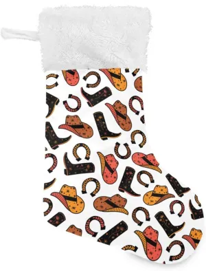 Caikeny Christmas Stockings Cowboy Horse Christmas Presonalized Large Stocking Sock Set of 2 Boots Horseshoe Candy Bag Xmas Party Decor Family Holiday Gift 18 in