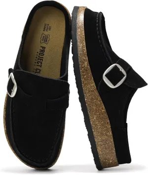Carline Women's Memory Foam Mules & Clogs - Water Resistant, Non-Slip - Black, 7