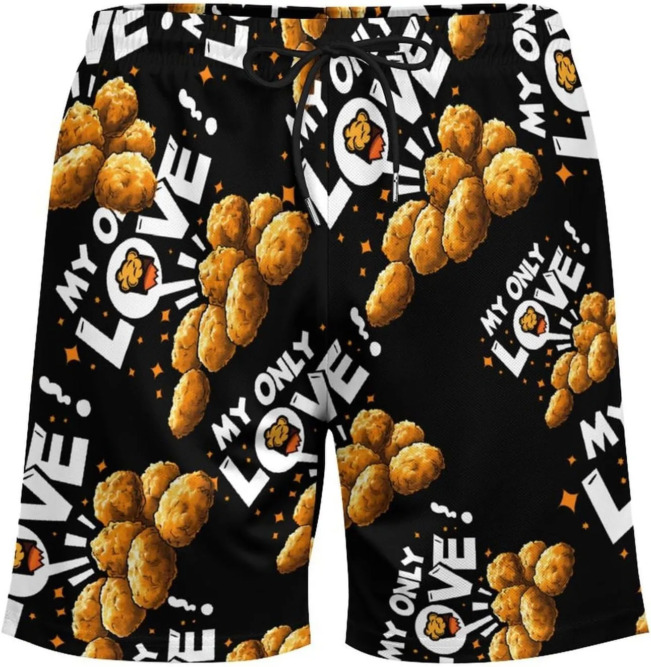 Chicken Nuggets My Only Love Men's Swim Trunks Quick Dry Board Shorts Swimwear Beach Shorts with Compression Liner