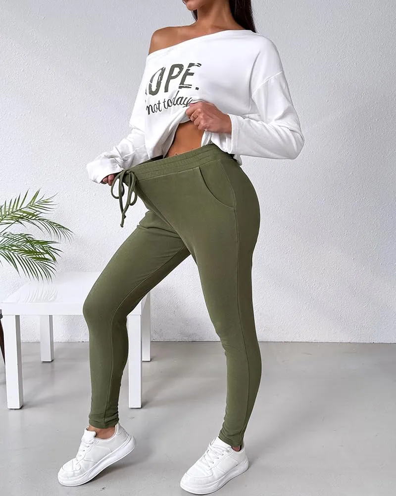 CHICME BEST SHOPPING DEALS Chic Me Women Long Sleeve Crewneck Pullover Tops and Pants Set Tracksuit Fall Outfit