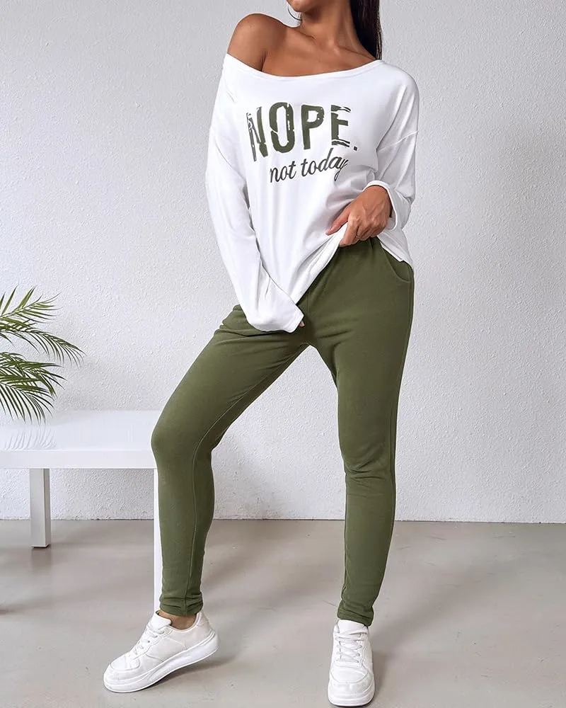 CHICME BEST SHOPPING DEALS Chic Me Women Long Sleeve Crewneck Pullover Tops and Pants Set Tracksuit Fall Outfit