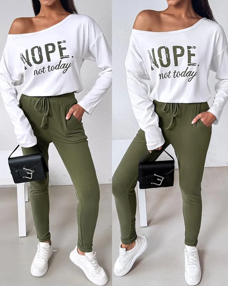 CHICME BEST SHOPPING DEALS Chic Me Women Long Sleeve Crewneck Pullover Tops and Pants Set Tracksuit Fall Outfit