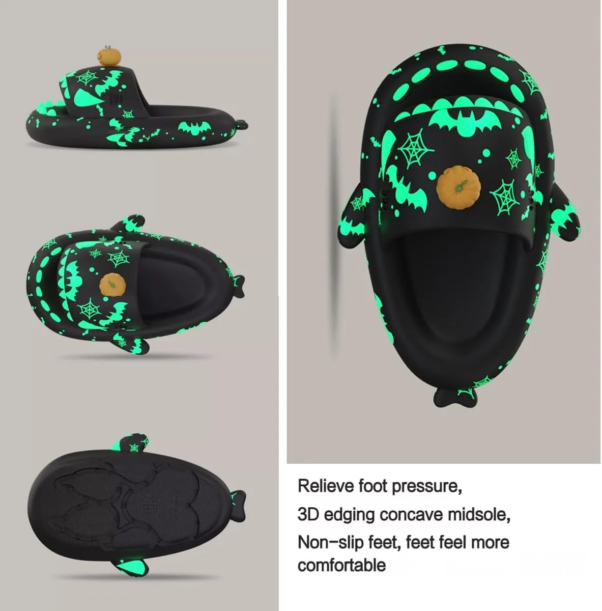 Christmas Shark Slides,Halloween Shark Slides,3d Glow In The Dark Cloud Shark Slides,Glow In The Dark Shark Sandals For Women Men