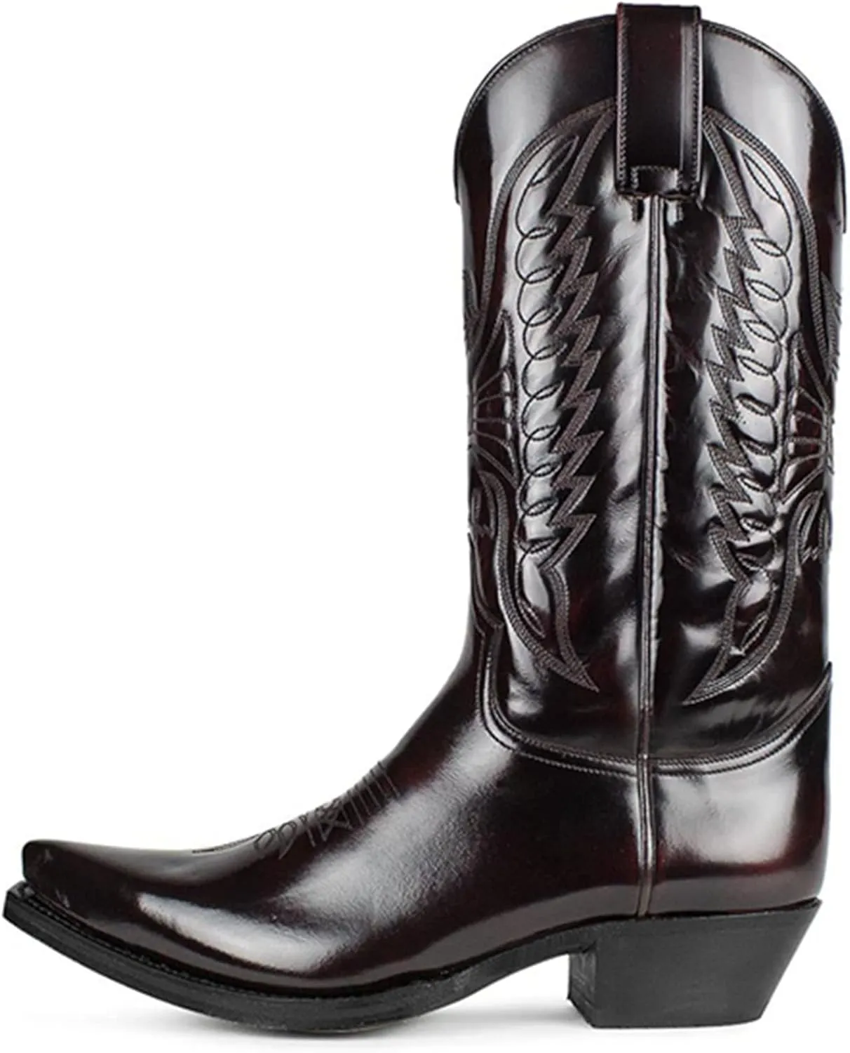 CHUUMEE Men's Fashion Pointed Toe High Heel Embroidered Durable Western Work Cowboy Boots (Dark Brown,13.5,13.5)