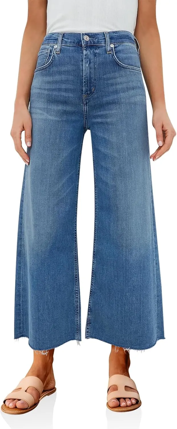 Cicy Bell Womens Cropped Wide Leg Jeans High Waisted Stretchy Flare Jeans Boyfriend Baggy Ankle Denim Pants with Pockets