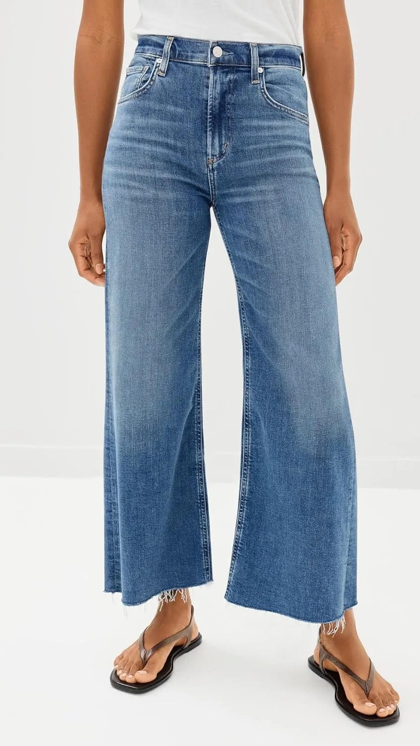 Cicy Bell Womens Cropped Wide Leg Jeans High Waisted Stretchy Flare Jeans Boyfriend Baggy Ankle Denim Pants with Pockets