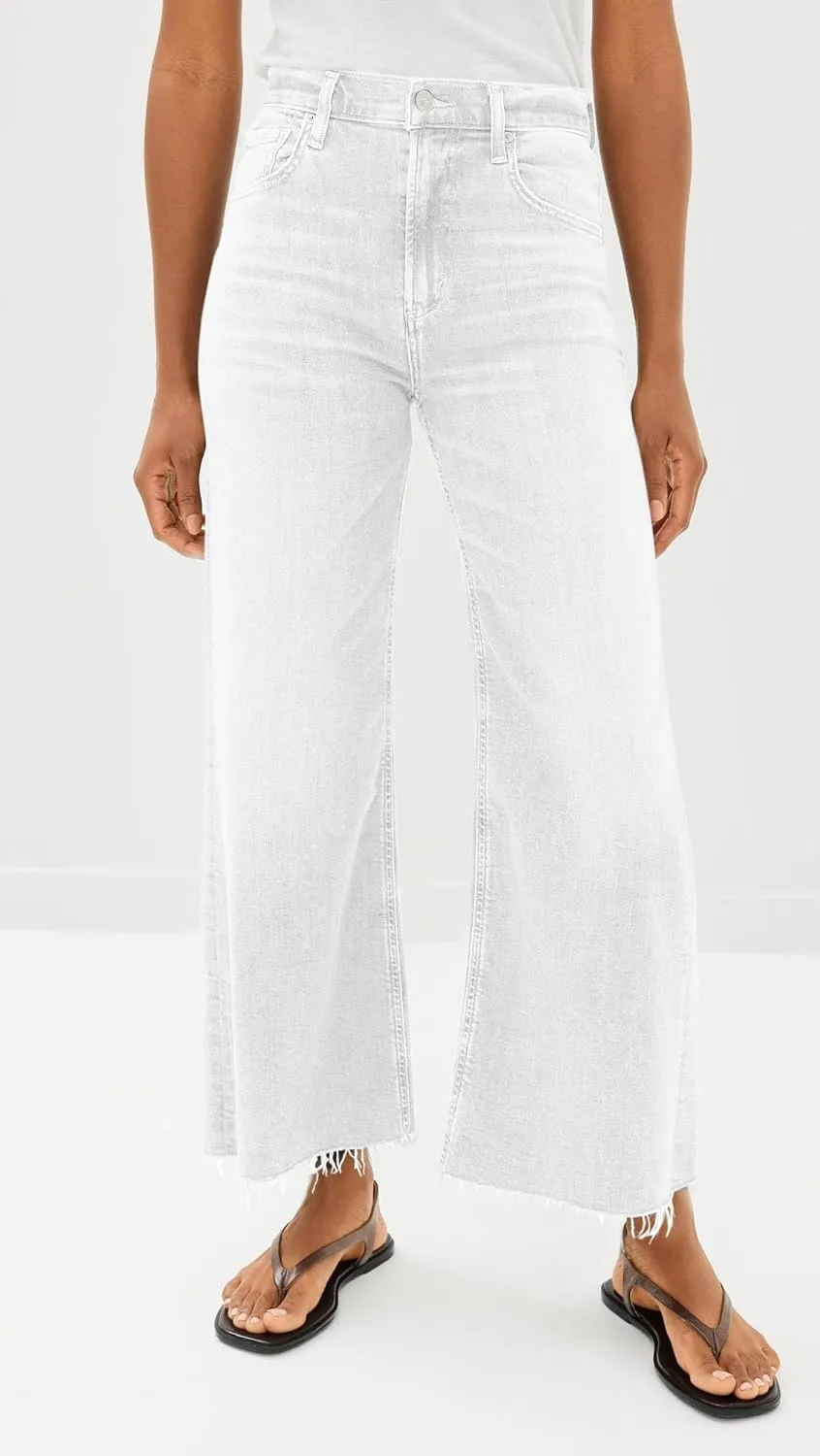 Cicy Bell Womens Cropped Wide Leg Jeans High Waisted Stretchy Flare Jeans Boyfriend Baggy Ankle Denim Pants with Pockets