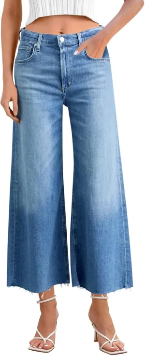 Cicy Bell Womens Cropped Wide Leg Jeans High Waisted Stretchy Flare Jeans Boyfriend Baggy Ankle Denim Pants with Pockets