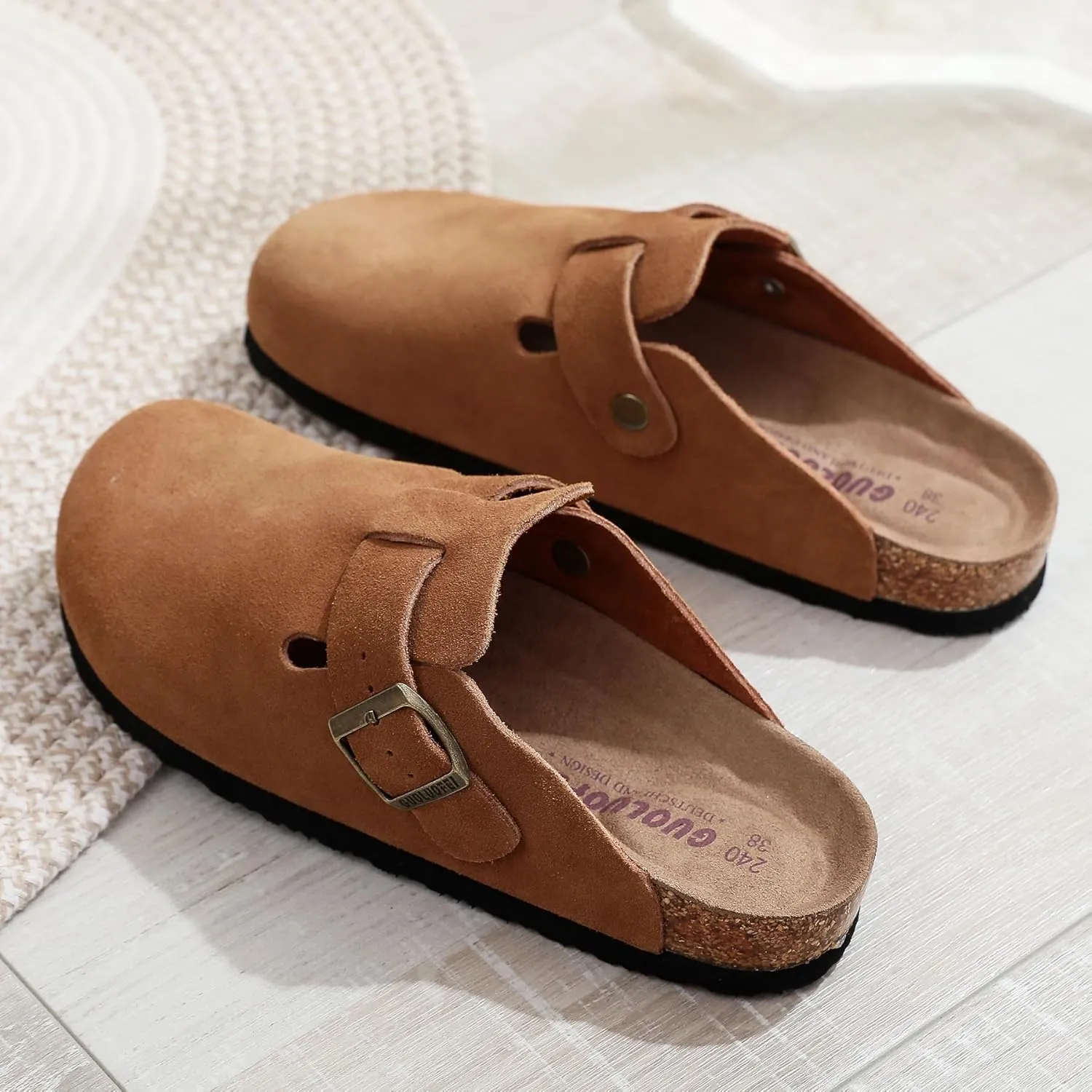 Clogs for Women, Womens Clogs- Mules House Slipers with Arch Support and Adjustable Buckle