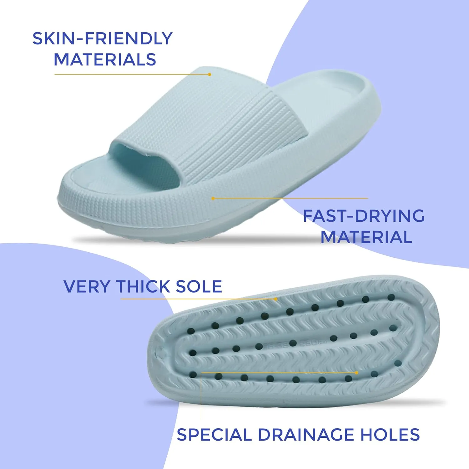 Cloud Slides For Women And Men - Comfy Non Slip Indoors Slippers For Shower Spa Pool College Outdoors Slides - Soft And Cozy Open Toe House Sandals Thick Soles