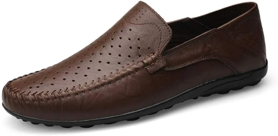 Comodish Men's Fashion Driving Loafers Casual Pure Color Flexible Lightweight Boat Moccasins(Hollow Optional) Formal Oxford