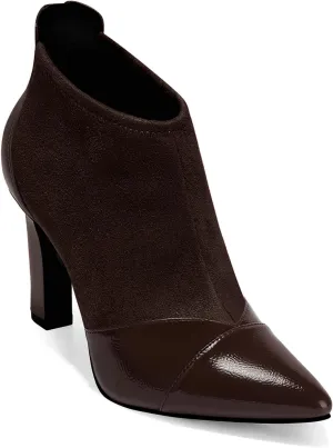Coutgo Womens Ankle Booties Dress Boots Pointed Toe Stiletto High Heel Splicing Booties Shoes with Back Zipper