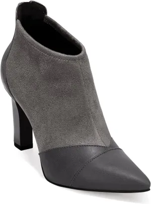 Coutgo Womens Ankle Booties Dress Boots Pointed Toe Stiletto High Heel Splicing Booties Shoes with Back Zipper