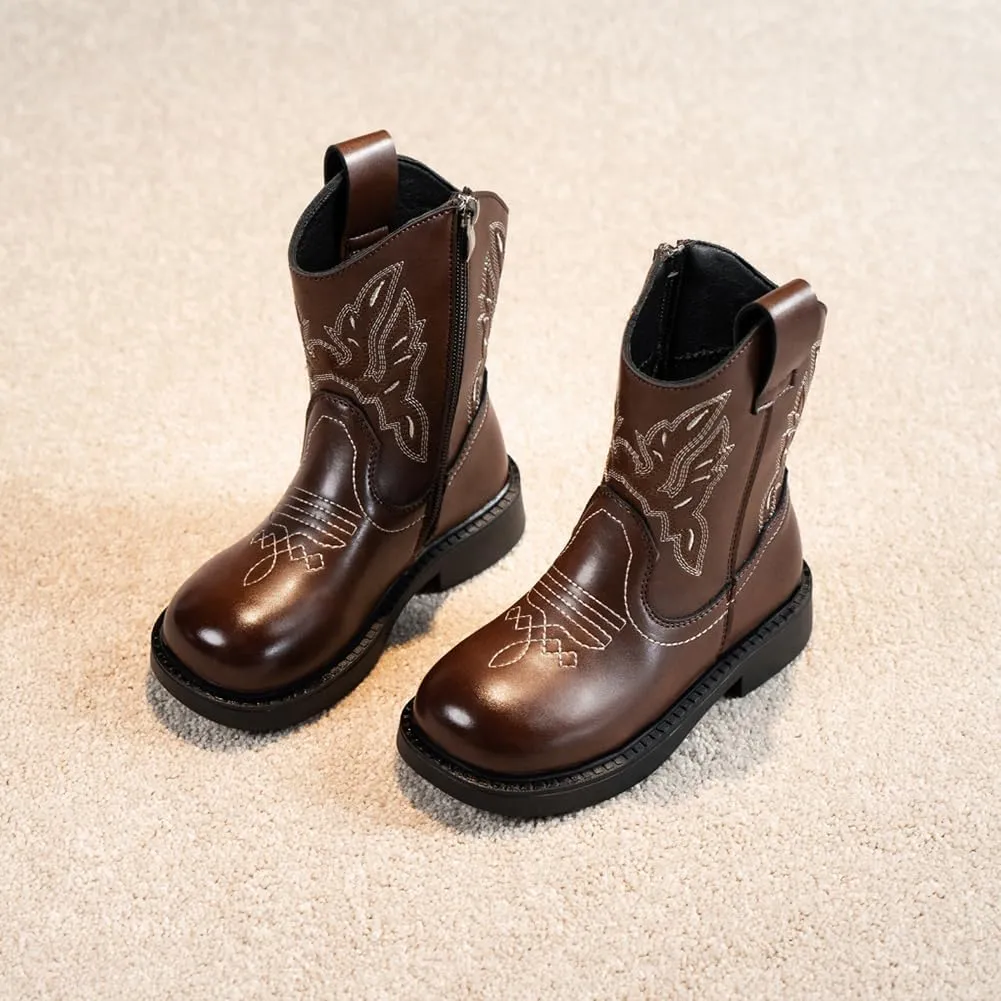 Cowboy Boots for Girls Women Western Boots Retro Mid Calf Boots Rodeo Outfit