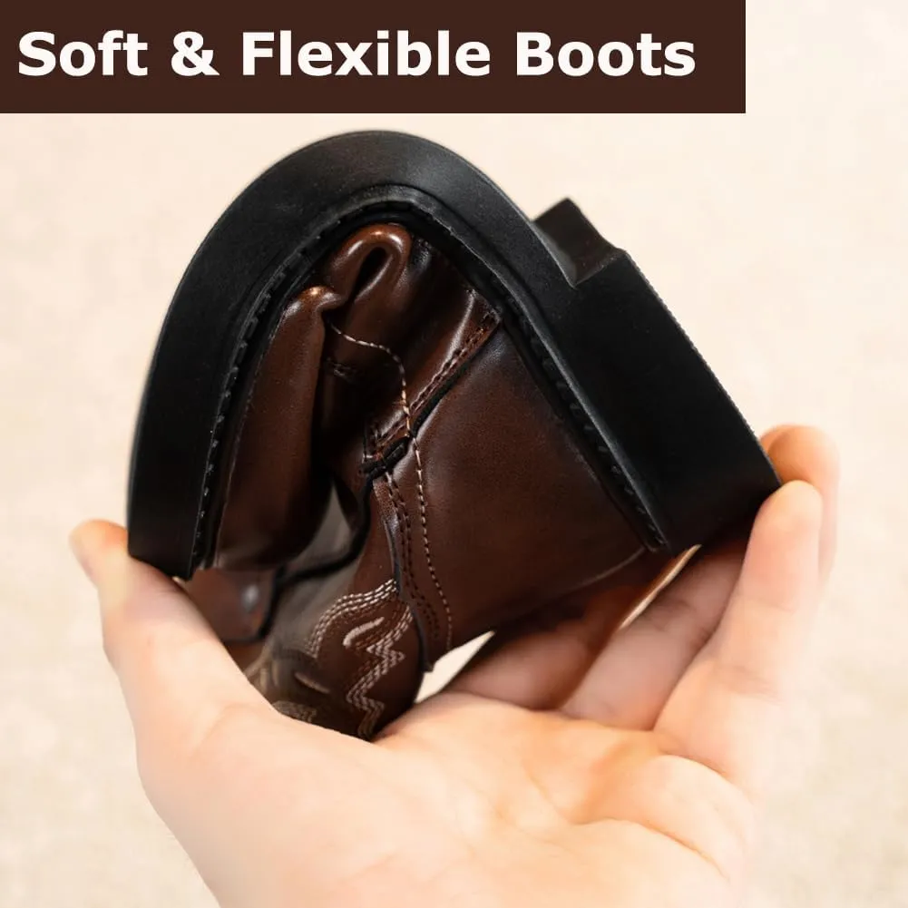 Cowboy Boots for Girls Women Western Boots Retro Mid Calf Boots Rodeo Outfit