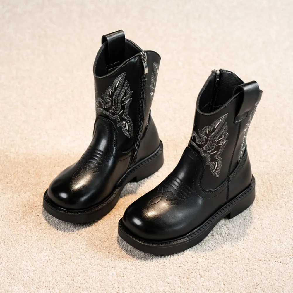 Cowboy Boots for Girls Women Western Boots Retro Mid Calf Boots Rodeo Outfit