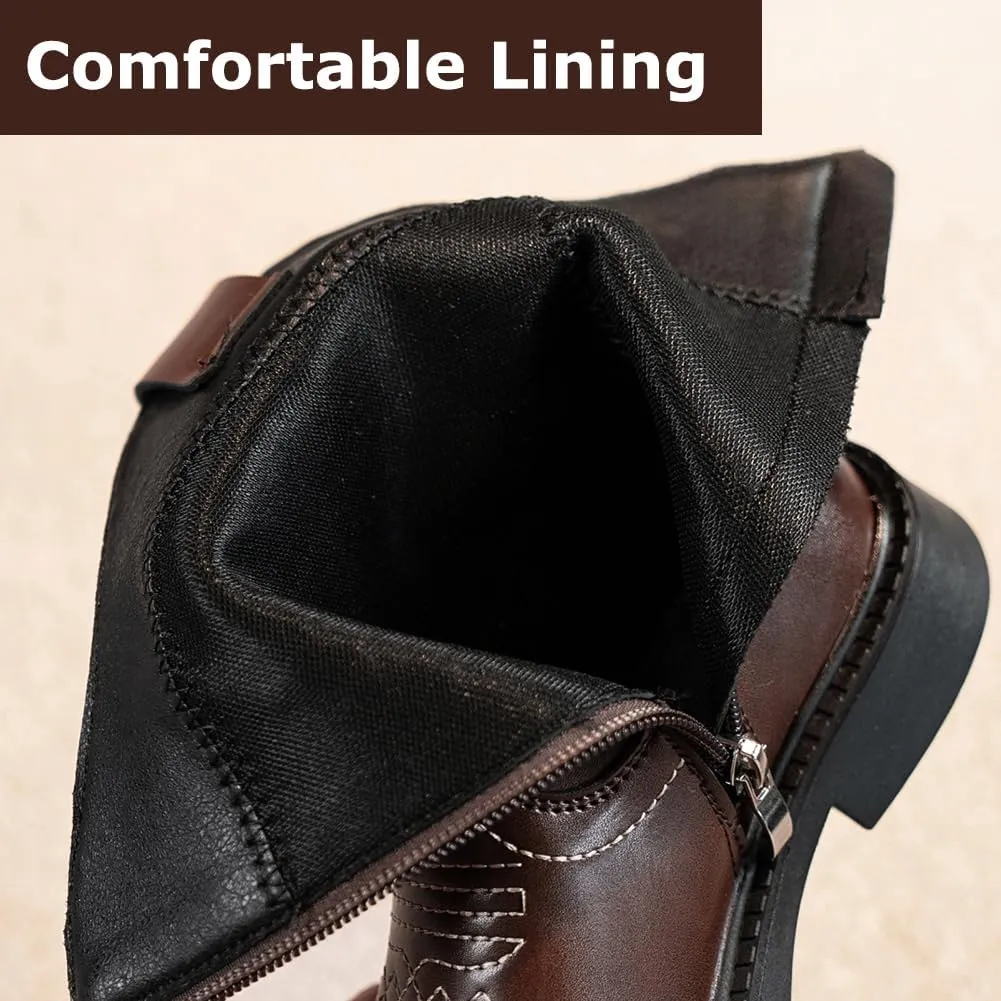 Cowboy Boots for Girls Women Western Boots Retro Mid Calf Boots Rodeo Outfit