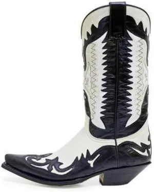 Cowboy Boots Men Boots Casual Work Boots Traditional Embroidered Low Heel Stitching Country Boot Western Boot Fashionable Boots
