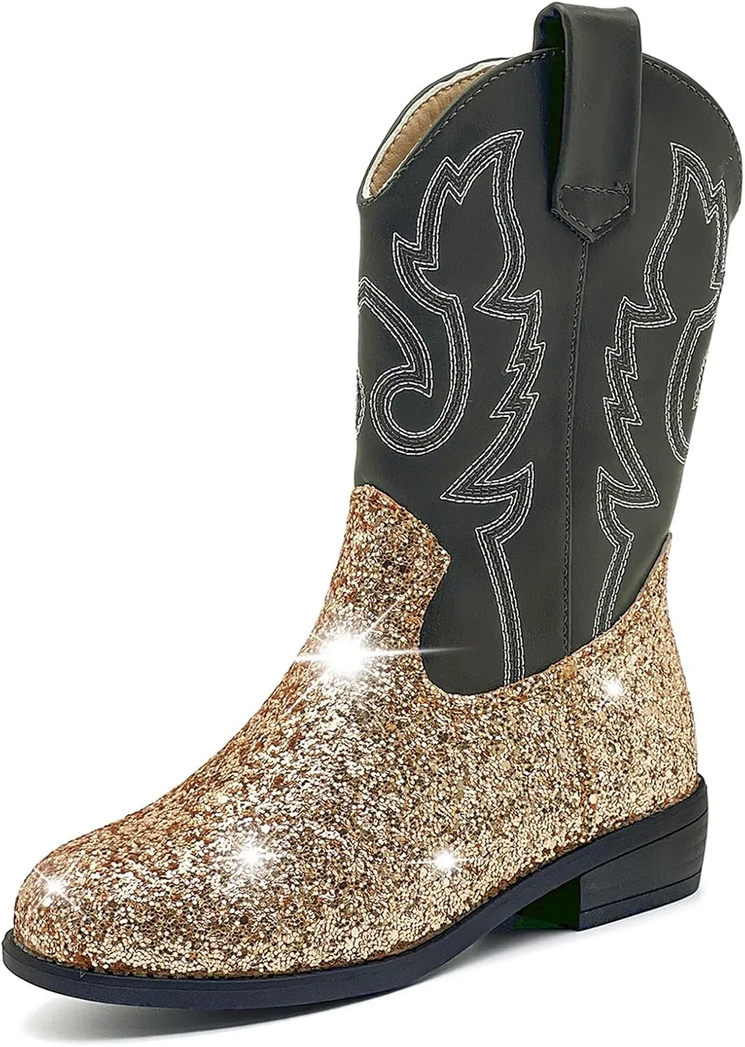 Cowgirl Boots for Kids Girls Boys Western Glitter Cowboy Boots Mid Calf Boots Little Big Kids Horse Riding Shoes Party Birthday Dress Up
