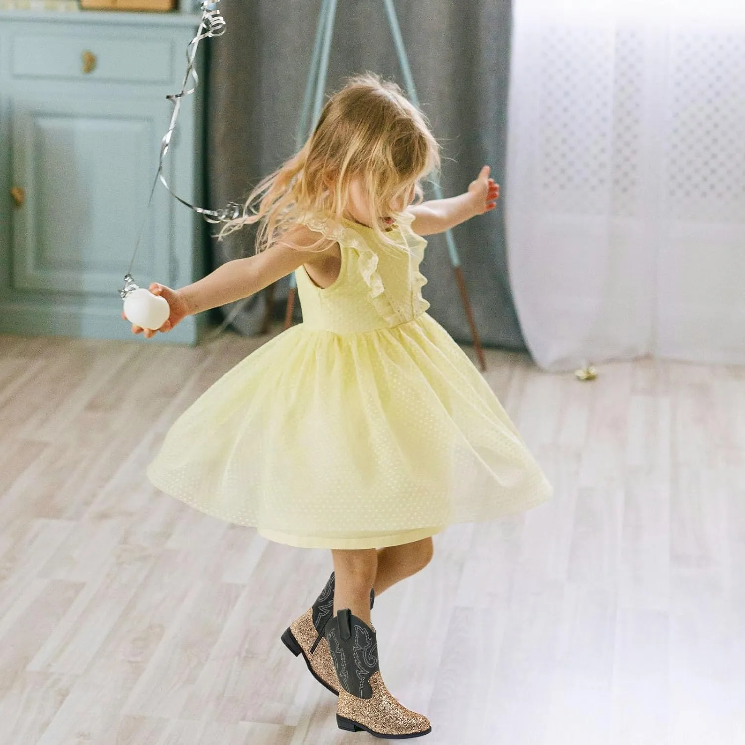 Cowgirl Boots for Kids Girls Boys Western Glitter Cowboy Boots Mid Calf Boots Little Big Kids Horse Riding Shoes Party Birthday Dress Up