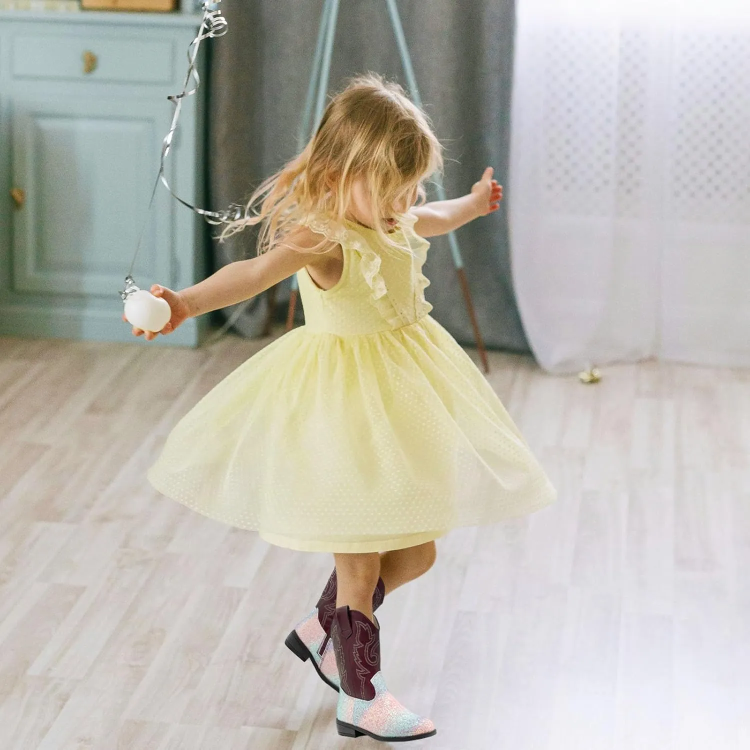Cowgirl Boots for Kids Girls Boys Western Glitter Cowboy Boots Mid Calf Boots Little Big Kids Horse Riding Shoes Party Birthday Dress Up