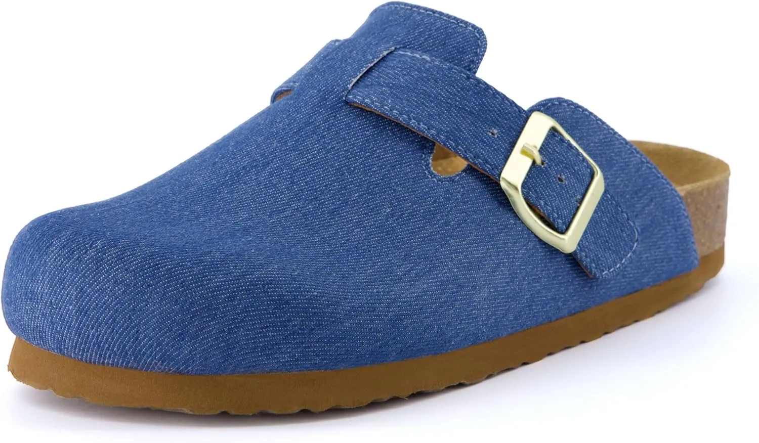 CUSHIONAIRE Hana Slip-On Buckle Clog with Cork Footbed  Memory Foam, Wide Widths Available