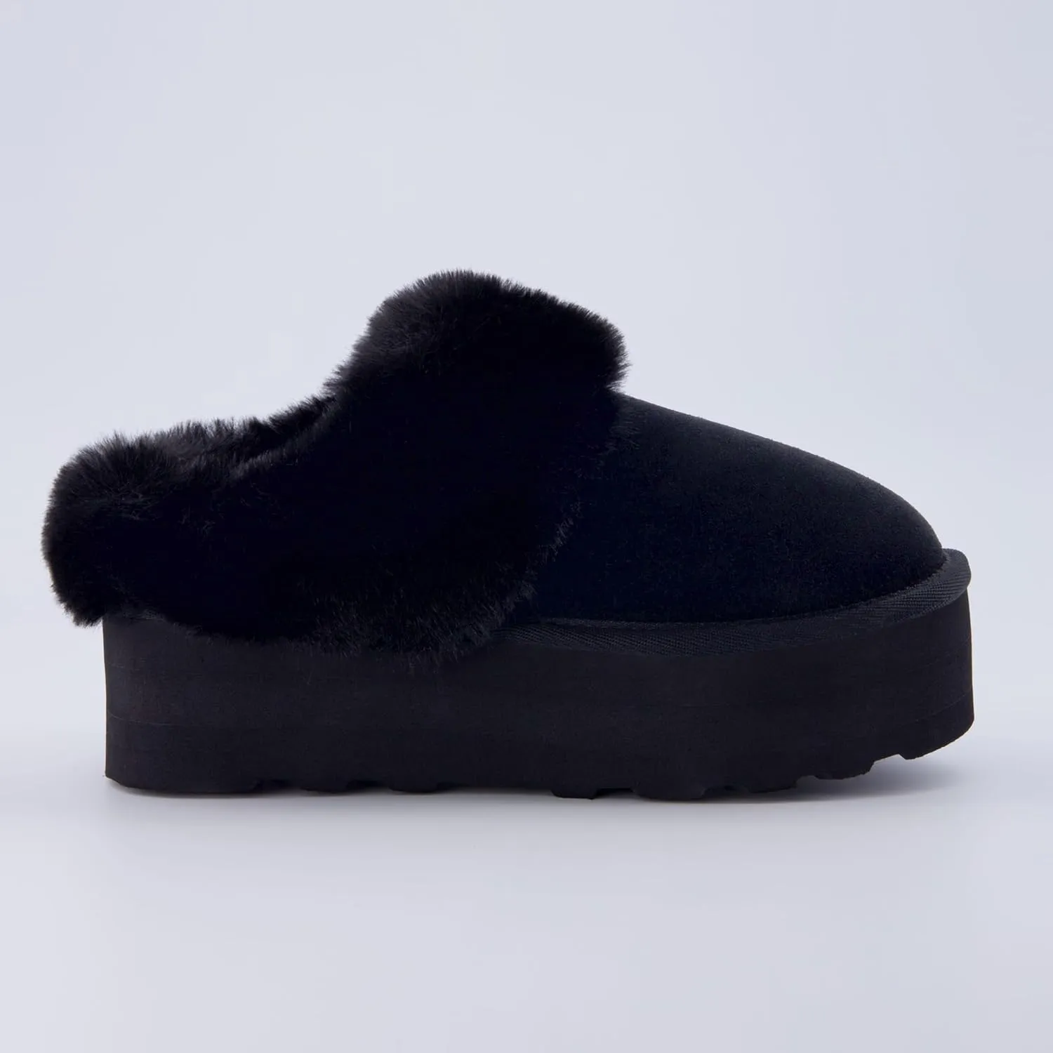 CUSHIONAIRE Women's Husky Genuine Suede cozy mule Platform  Memory Foam, Wide Widths Available