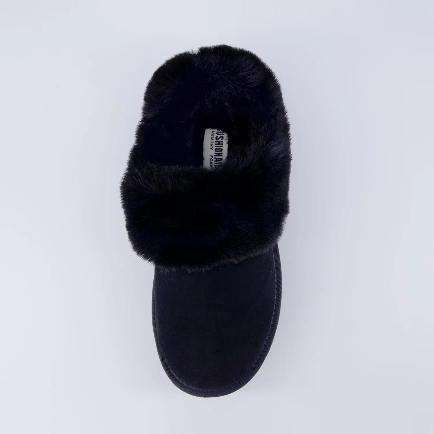 CUSHIONAIRE Women's Husky Genuine Suede cozy mule Platform  Memory Foam, Wide Widths Available
