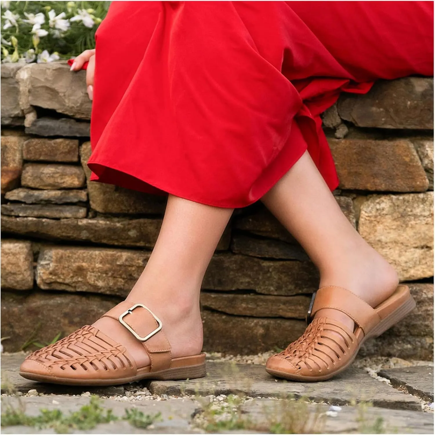 Dansko Leilani Huarache Mules for Women - Comfortable Flat Shoes with Arch Support - Lightweight Rubber Outsole