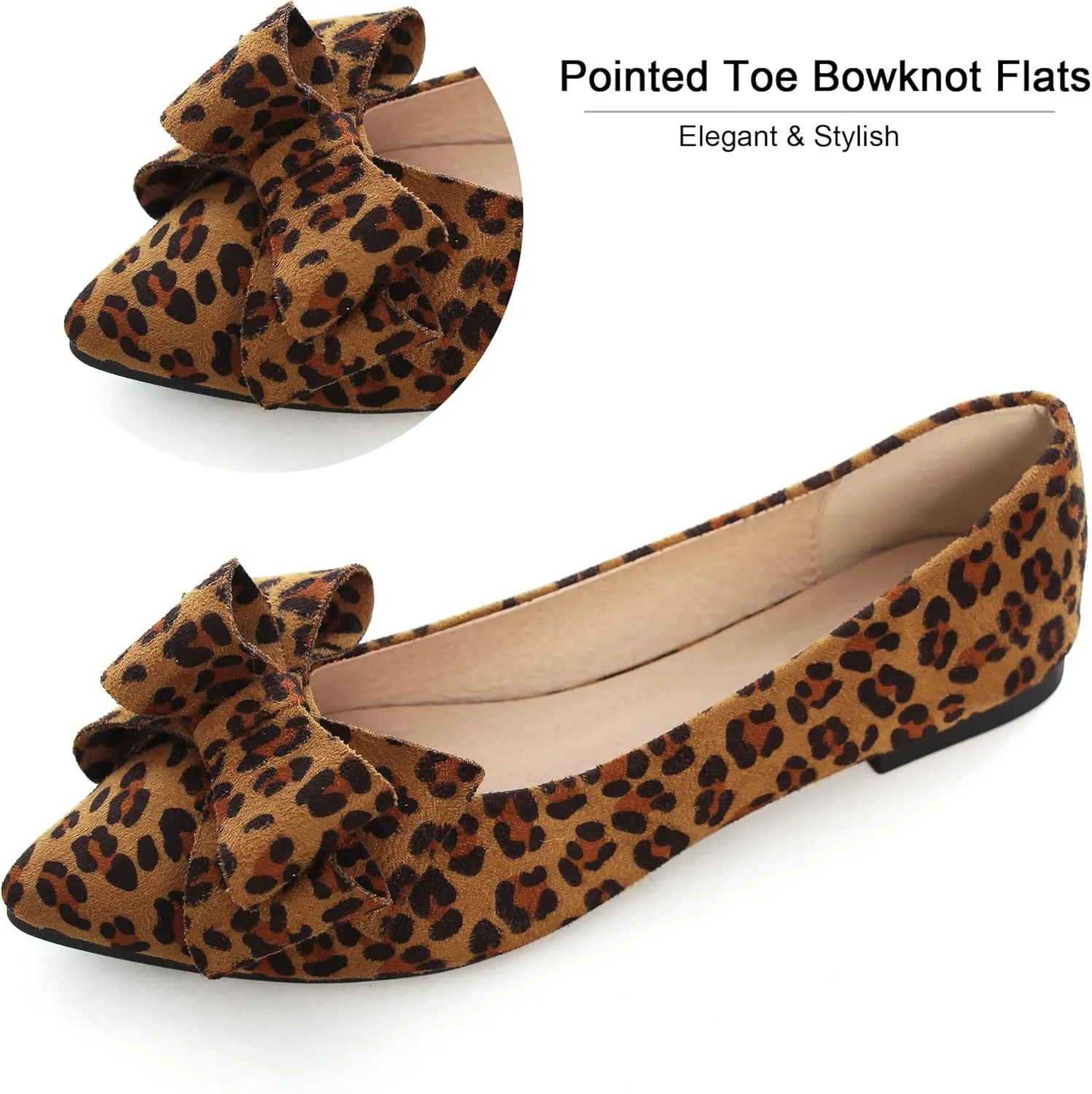 Dear Time Women's Casual Flats Bowknot Pointed Toe Ballet Flats Dressy Bridal Shoes Slip Ons Loafers for Women Comfortable Shoes