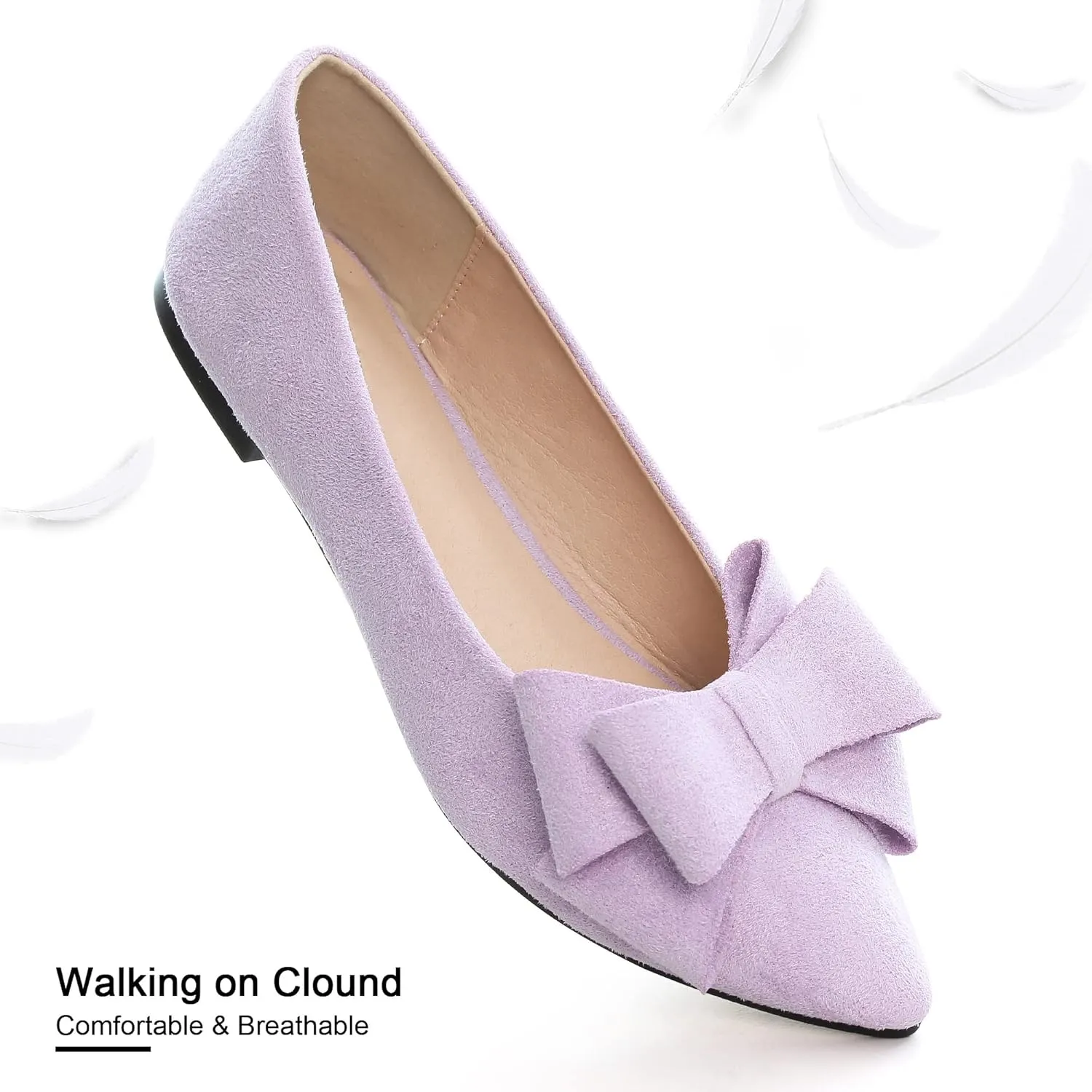 Dear Time Women's Casual Flats Bowknot Pointed Toe Ballet Flats Dressy Bridal Shoes Slip Ons Loafers for Women Comfortable Shoes