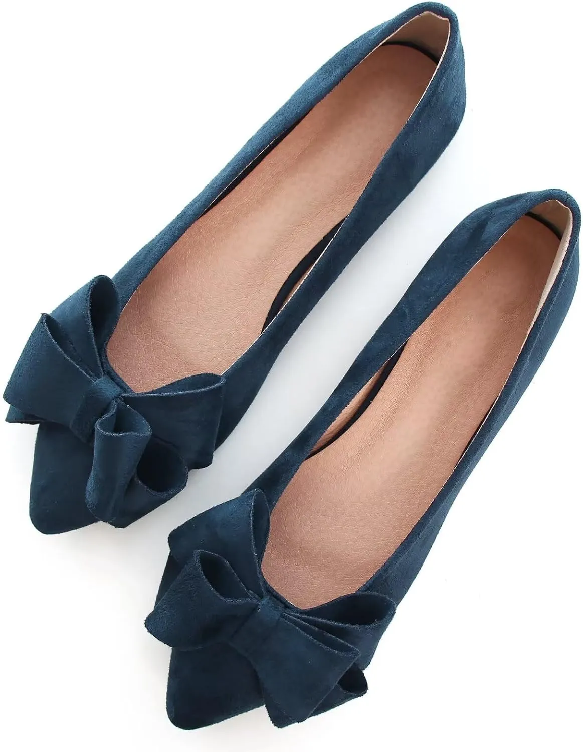 Dear Time Women's Casual Flats Bowknot Pointed Toe Ballet Flats Dressy Bridal Shoes Slip Ons Loafers for Women Comfortable Shoes
