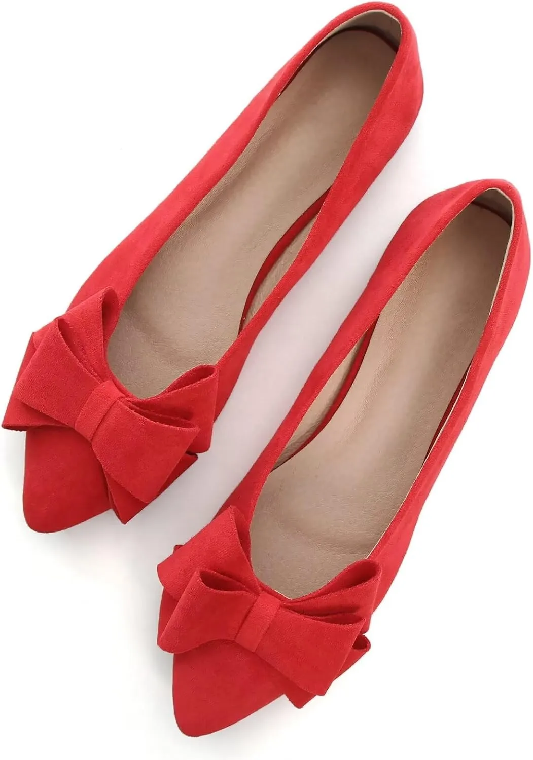Dear Time Women's Casual Flats Bowknot Pointed Toe Ballet Flats Dressy Bridal Shoes Slip Ons Loafers for Women Comfortable Shoes