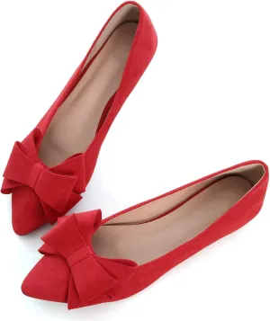 Dear Time Women's Casual Flats Bowknot Pointed Toe Ballet Flats Dressy Bridal Shoes Slip Ons Loafers for Women Comfortable Shoes