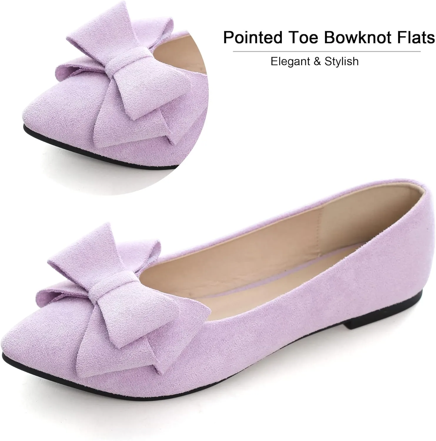 Dear Time Women's Casual Flats Bowknot Pointed Toe Ballet Flats Dressy Bridal Shoes Slip Ons Loafers for Women Comfortable Shoes
