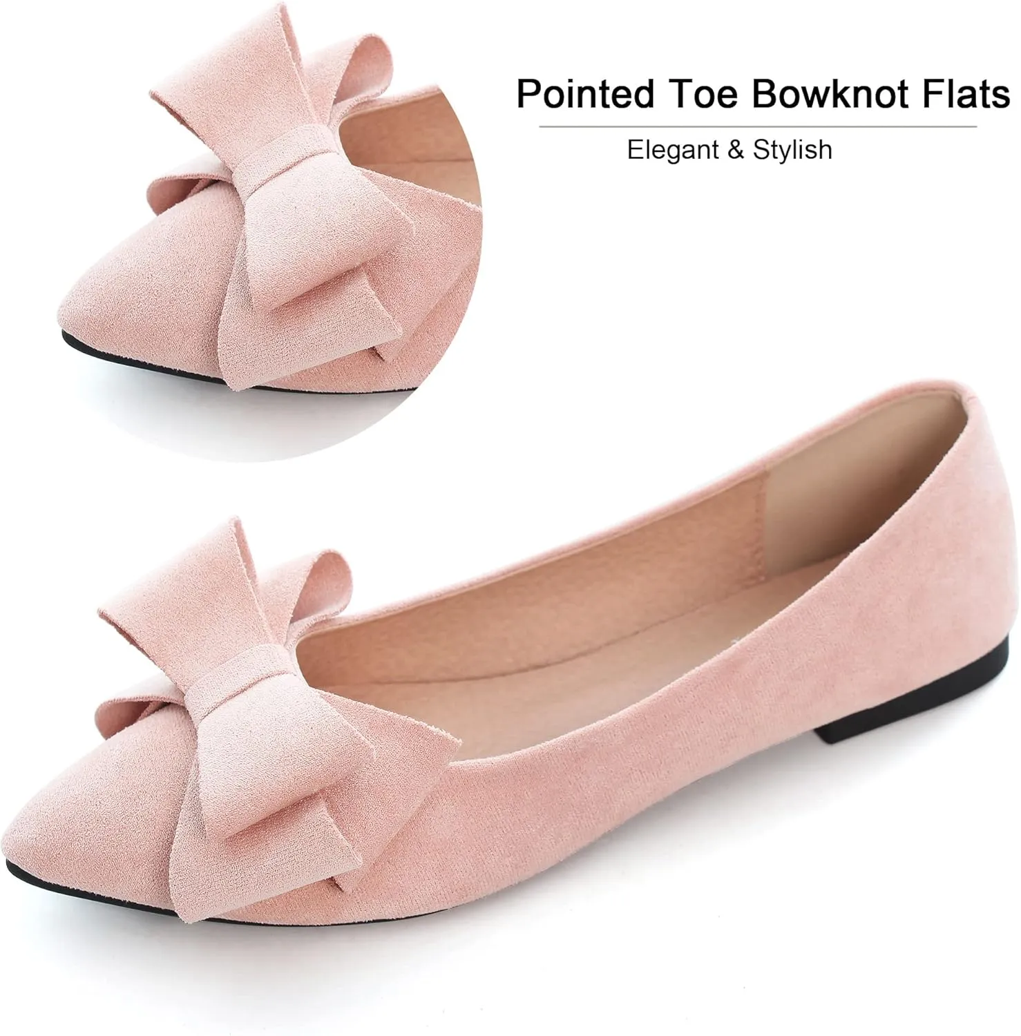 Dear Time Women's Casual Flats Bowknot Pointed Toe Ballet Flats Dressy Bridal Shoes Slip Ons Loafers for Women Comfortable Shoes