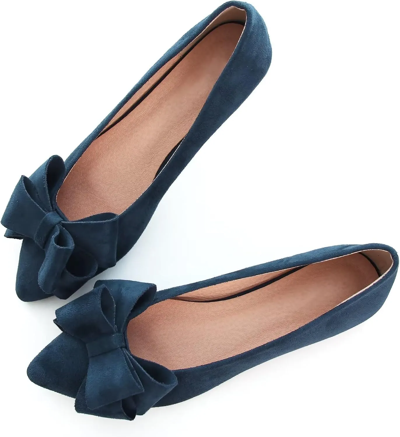 Dear Time Women's Casual Flats Bowknot Pointed Toe Ballet Flats Dressy Bridal Shoes Slip Ons Loafers for Women Comfortable Shoes