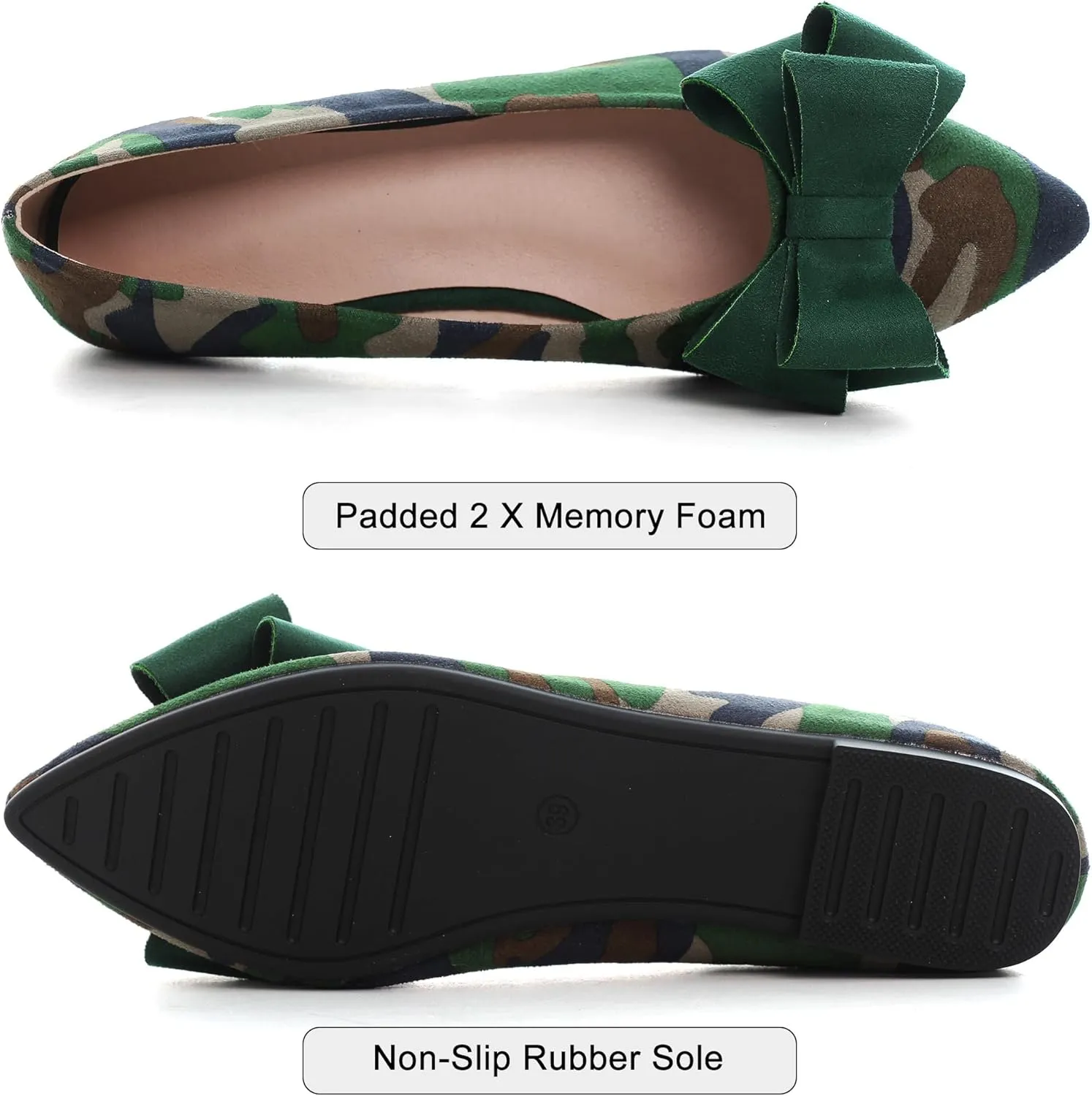 Dear Time Women's Casual Flats Bowknot Pointed Toe Ballet Flats Dressy Bridal Shoes Slip Ons Loafers for Women Comfortable Shoes