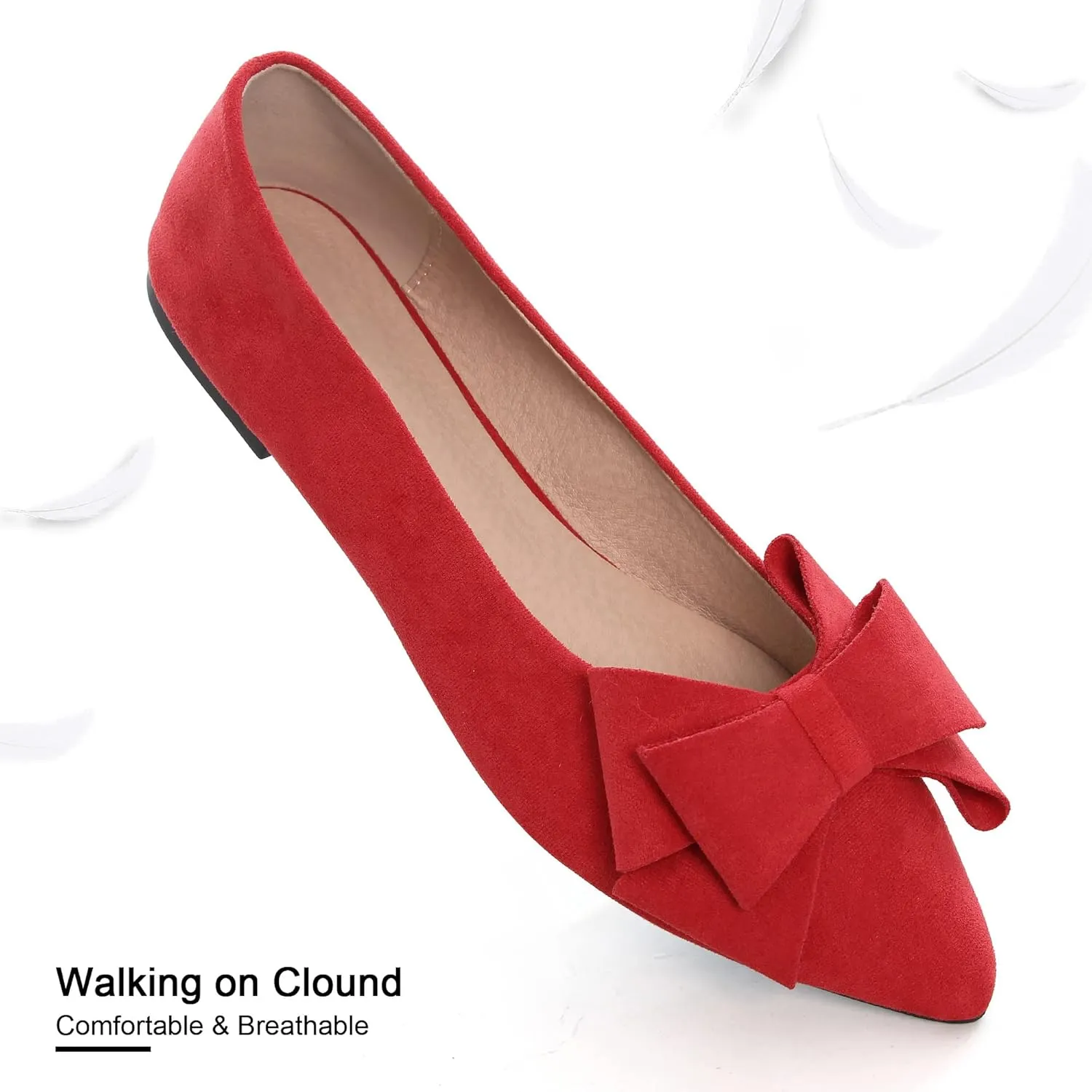 Dear Time Women's Casual Flats Bowknot Pointed Toe Ballet Flats Dressy Bridal Shoes Slip Ons Loafers for Women Comfortable Shoes